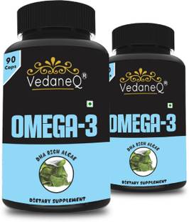 VedaneQ Vegan Omega-3 Supplement Fish Oil Alternative! Algae Omega 3 Supplement Pack of 2