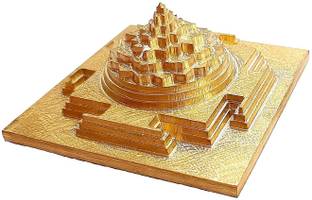 RUDRA DIVINE Rudradivine Maha Meru Shri Yantra 3D Meru Shri Yantra with Gold Plated and Accurate Cutting (Size-1.5x1.5 inch) 100 Gram Brass, Copper Yantra