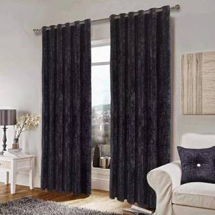 Dashing Fabrics 213.36 cm (7 ft) Velvet Blackout Door Curtain (Pack Of 2)