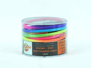 zabb Lightning Cable 1 m Adrenaline Rugged Braided Nylon Weaving Unbreakable Cable - Upto 10000+Bends - Ultra FAST