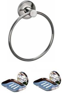 Kamboj KING EXPORT TOWEL RING AND SOAP DISH SILVER Towel Holder