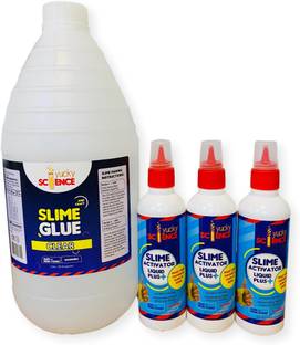 yucky science Kit. Make 100+ Slimes- Pack of 1 Bottle Slime & Craft Clear Glue (2 Liters) + 3 Bottles Slime Activator Liquid Plus Clear (200 ml Each)
