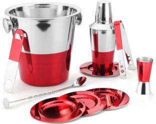 Urban Chef Bartender Red lacquered Kit Stainless Steel  10 Pcs 10 - Piece Bar Set