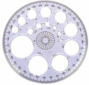 Nightstar Protractor 360 Degrees Full Round with Circle Stencils 1 Pc Ruler