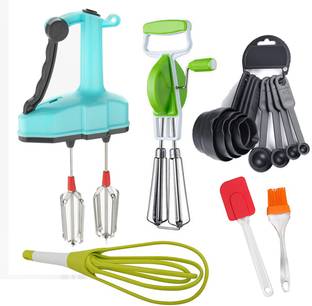 SEAHAVEN Jumbo hand blender with 2 in 1 beater and spatula and silicone brush and measuring spoon cup, in 1 Balloon whisker Kitchen Tool Set