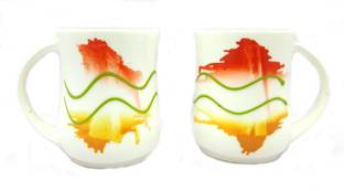 laghima jadon Handcrafted Moroccan White and Multicolour Carpet Microwave Safe Coffee / Milk with Handle Ideal Best Gift to Friends, Anniversary, Valentine Day, Birthday Kitchen Cup Set Ceramic (320 ml, Pack of 2) Ceramic Coffee Mug