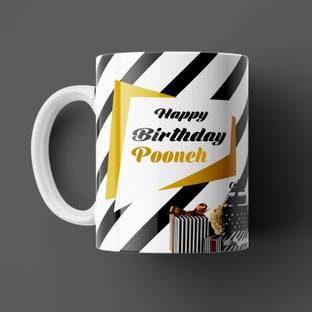 Beautum Happy Birthday Pooneh Best B'day Gift White Ceramic (350ml) Coffee Model NO:ZHB015781 Ceramic Coffee Mug