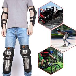 Auto Hub Knee Guard, Elbow Guard Free Black, Silver