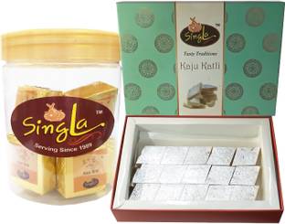 Singla Kaju Katli Burfi Sweet 300g Kaju Bite Burfi 300g Combo pack of 2 *300, Box