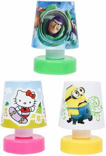 FATFISH Cartoon Printed Plastic LED Night Lampsmulticolor - Pack of 3 Table Lamp
