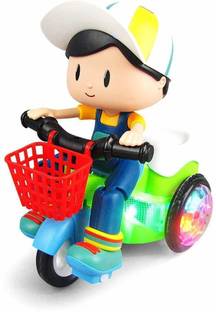 DK ENTEPRISE Stunt Tricycle Bump and Go Toy with 4D Lights, Dancing Toy,