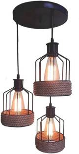 BLACK RAY Jute Rope/ Rope Hanging/ rope aluminium black shade (Without Bulbs) Pendant Lamp Ceiling Lamp