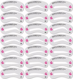 AlexVyan 21 Different Style Reusable Eyebrow Card Stencil Eye Brow Grooming Shaping Template Make Up - Set of 3 Pieces for Women Girl Ladies Eyebrow Stencil