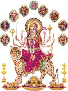 god & god's 61 cm Vaishno Devi Mata Rani Wall Sticker Self Adhesive Sticker