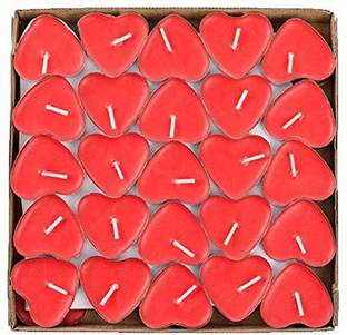 Navdi Creation 25 pcs Red Colour Floating Wax Romantic Heart Shape Tealight Smokeless Candles for Home Décor,Valentine, Diwali Decoration Candle