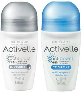 Oriflame Sweden Activelle Comfort & Invisible Anti-Perspirant 48h deodorant protection Roll On, Set of 2 (50 ml each) Deodorant Roll-on  -  For Men & Women