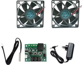 TechSupreme Combo Of W1209 + 12v 2Amp Adapter + 2 Piece 3.5 inch fan For Diy Incubator Electronic Components W1209 thermostat Temperature Sensor and Controller Electronic Hobby Kit