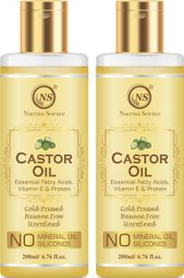 Nuerma Science Premium Castor Oil, 100% Pure (For Hair Growth, Anti Dandruff, Nails Growth, Eyebrows growth, Beard Growth) (Pack of 2) 200 ML Each