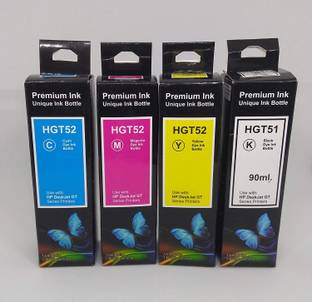 AS ENTERPRISES HGT 51, HGT 52, GT51, GT52 Black + Tri Color Combo Pack Ink Bottle