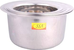 Shivshakti Arts Stainless Steel Bhagoni / Tope / Patila Set With Induction Bottom Serving & Cooking Food - Heavy-22 Gauge - (Medium, Set Of 5 Bhagoni 1200, 1500, 2100, 2600 & 3200 ML) Tope Set 3.2 L capacity 22.5 cm diameter