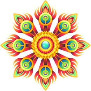 Delight Decor 43 cm Round Flower Rangoli Floor Sticker Self Adhesive Sticker