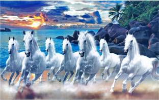surmul 7 Horses Running Painting Peel and Wall Sticker Tearable Washable Vinyl Large q