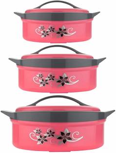 NEXA Inner Steel Neev Insulated Casserole Hot Pot for Roti/Chapati Hot Box Chapati Box/Casserole Set Combo of 1500ml, 2500ml and 3500ml - Multicolor(Combo Set of 3) Pack of 3 Thermoware Casserole Set
