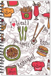 ESCAPER Bon Appetit Restraunt (Ruled - A5 Size - 8.5 x 5.5 inches) Designer Food Diary, Fast Food Diary, Burger Diary, Eat Design Diary A5 Diary Ruled 160 Pages
