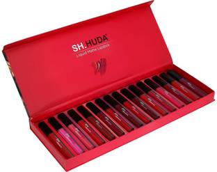 Sh.Huda Super Matte Waterproof Lipsticks Combo (Set Of 16 )