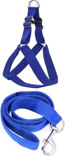 BODY BUILDING Dog Belt Combo of 1.25 inch Nylon Padded Blue Dog Harness with Dog Leash for All Breed Dog Harness & Leash