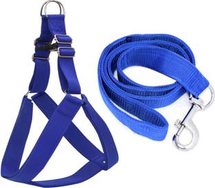 PEDIGONE Dog Belt Combo of 1 inch Nylon Padded Blue Dog Harness with Dog Leash Specially for Medium Breed Dog Harness & Leash