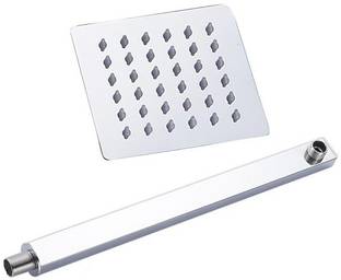ZAP 4 Inch Hexa Ultra Slim Square 304 Grade Stainless Steel Shower Over Curve Head Shower with Arm Combo (18 Inch) Shower Head