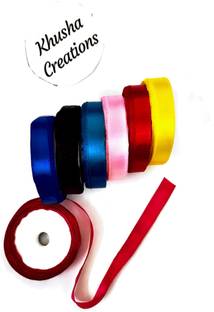 खुशा क्रिएशन Satin Ribbon Half Inch Width (Multicolor , Pack of 7) For Craft decorations / Birthday / Party Decorations / Home decorations / Gift wrapping / Flower making / DIY