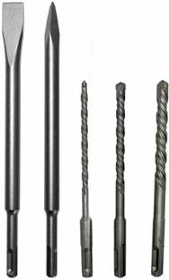 Inditrust NA 5Pcs SDS Shank Hammer Drill Bit Concrete Masonry Drill Bits & Chisel Set 3 Bits + 2 Chisel Set ()