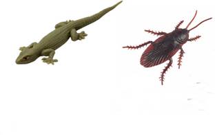 R.s.Magic Tricks (Pack of 2) Rubber Lizard and Fake Realistic Rubber Cockroach Novelty Prank Life Like Toy Lizard Cockroach Gag Toy