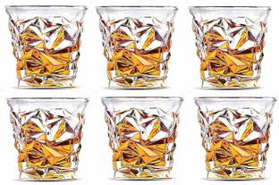 NEW SHREE SALES (Pack of 6) Diamond Cut Crystal Whiskey, Wine, Water and Cocktail Glasses, 310ml, Set of 6, Clear Glass Set Water/Juice Glass