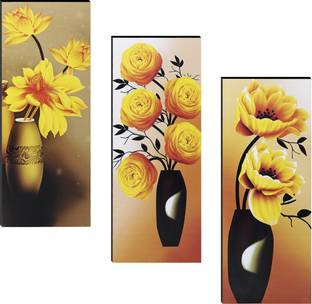 Indianara SET OF 3 YELLOW ART (3117) Digital Reprint 13 inch x 6 inch Painting