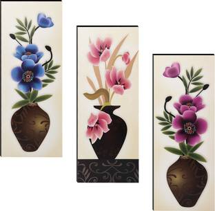 Indianara SET OF 3 MULTICOLOR ART (3129) Digital Reprint 13 inch x 6 inch Painting