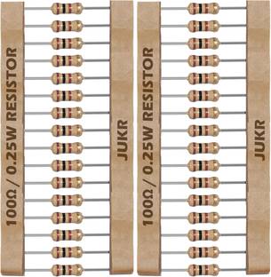 JUKR 100 OHM Carbon Film Resistors For Electronics Engineering Students, Professionals DIV Resistor Kit (Quantity 100 Nos) Fixed Resistor