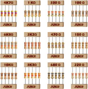 JUKR 1/4 Watts Carbon Film Resistors Students Professionals Engineers Service Centers DIY Package 120 Nos Fixed Resistor