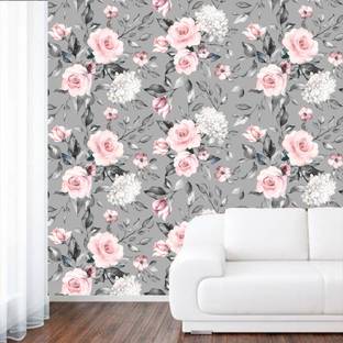 WallDaddy 40 cm Grey Rose Self Adhesive Sticker