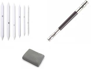 Definite White Paper Blending Stumps or Tortillon, Kneadable Eraser and Pencil Extender for Blending Shading Smudging of Graphite and Charcoal Pencils