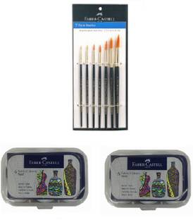 FABER-CASTELL paint brush round pack of 7blue + fabric color pearl 2pcs ( combo)