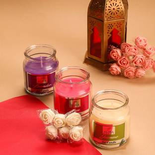 AuraDecor Set of 3 Cookie Highly Fragrance Jar Candle ( Jasmine, Rose & Lavender ) Burning Time 30 to 35 hours Approx. Each Candle