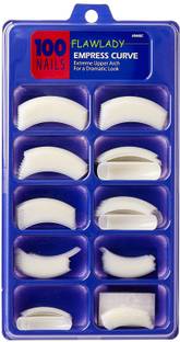 FLAWADY Premium Quality White 100 Pcs Reusable Acrylic False Nails Without Glue white
