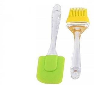 mega shine Silicon Brush & Spatula for Kitchen Cooking Oiling, Face, Clove Pastry Cake Mixer, Decorating, Backing, Glazing, Brush for Grilling, Multipurpose silicon Flat Pastry Brush (Pack of 2) silicon Flat Pastry Brush