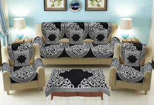 DECOR VATIKA Cotton 3+1+1 Seater Sofa Geometric Cover