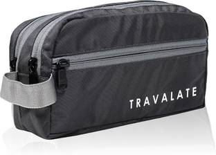 Travalate 2 Zipper Toiletry Bags Makeup Shaving Kit Pouch for Men and Women, Polyester Travel Bag with Belt Travel Toiletry Kit