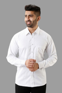 Men Printed Casual White Shirt Price in 