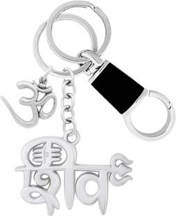 MGP FASHION High Quality Om Pendant Fancy Shiv Trishul Tilak Design Shiv Shankar Religious Decorative Locking Hook Carabiner Keyring (Silver,Black) Key Chain